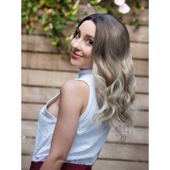 COPY - Dark Roots Vanilla Blonde Natural Ombre Wavy Lace Front Wig | Penny - Picture 5 of 13